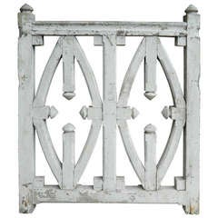 19th Century French Gothic White Washed Wood Gate or Architectural Artifact