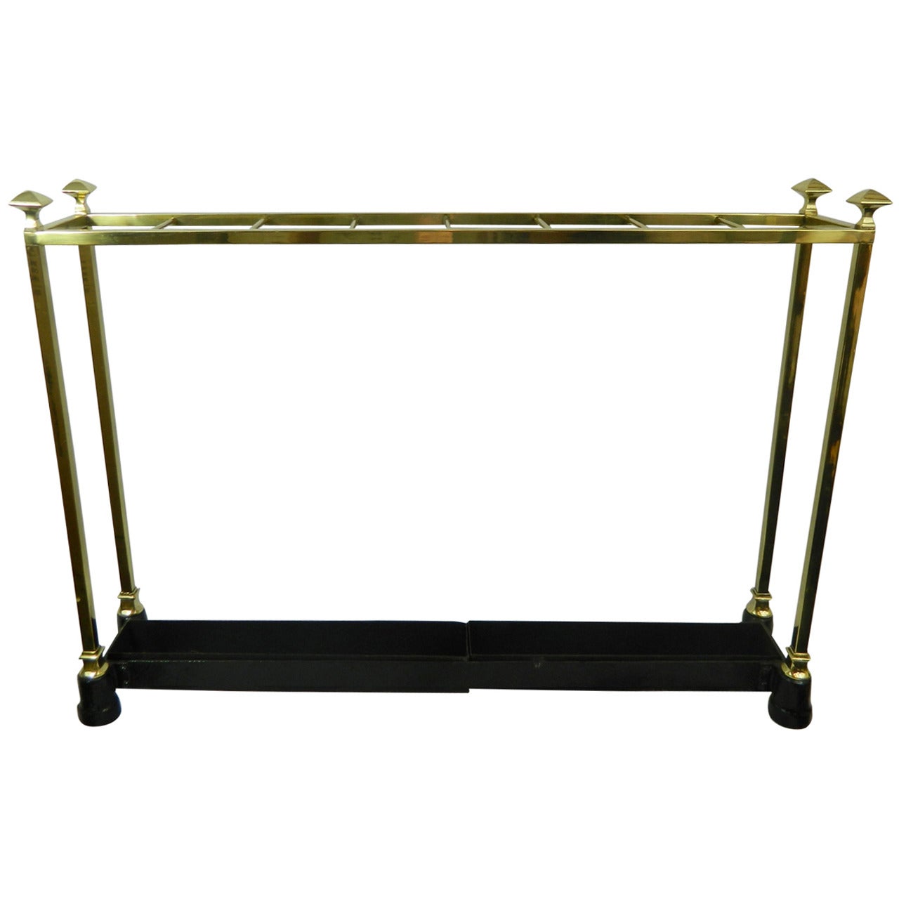 French Polished Brass and Iron Umbrella or Stick Stand, 19th Century