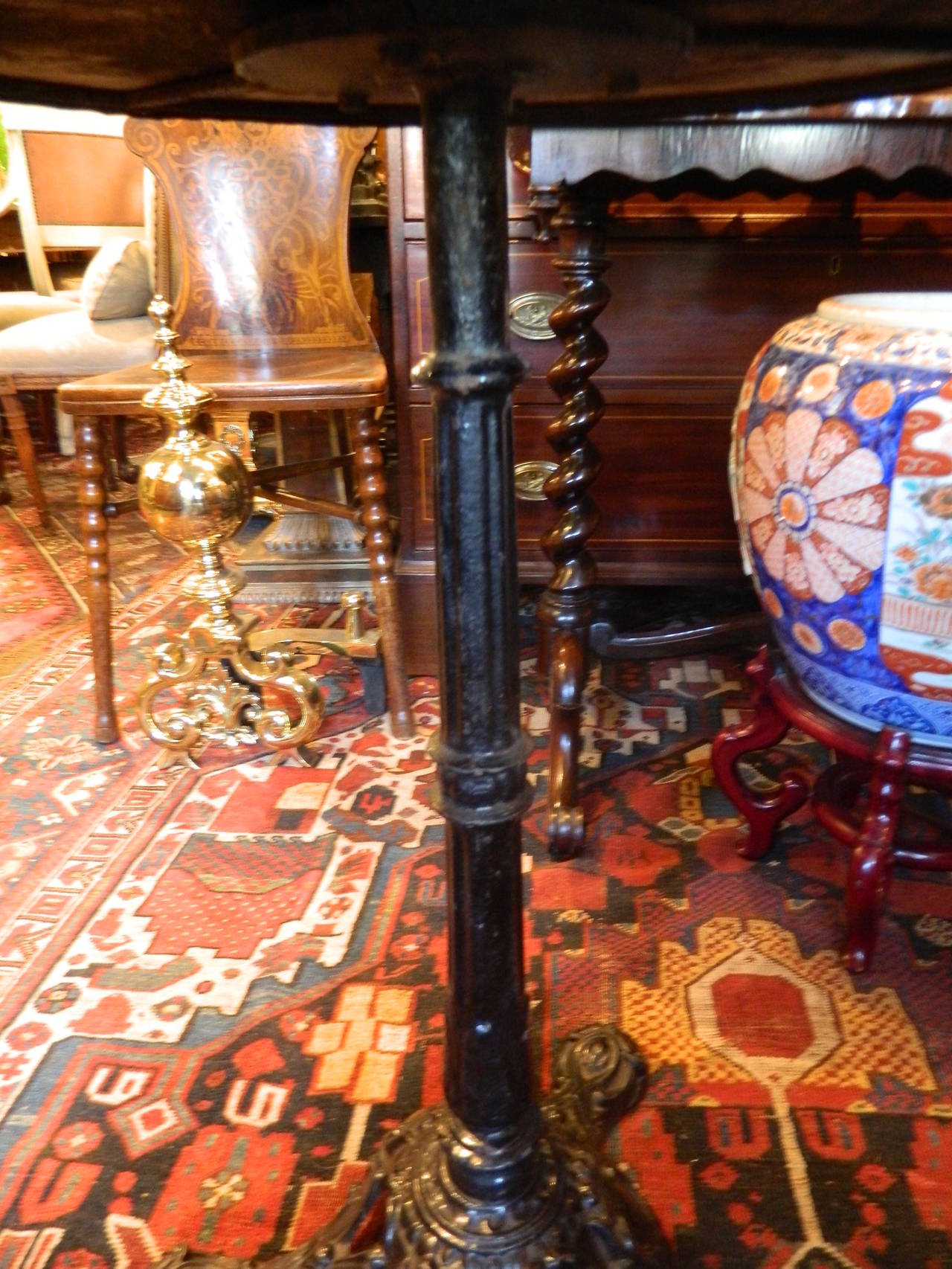 Cast Iron Base and Marble-Top Round Bistro or Cafe Table, 19th Century 2