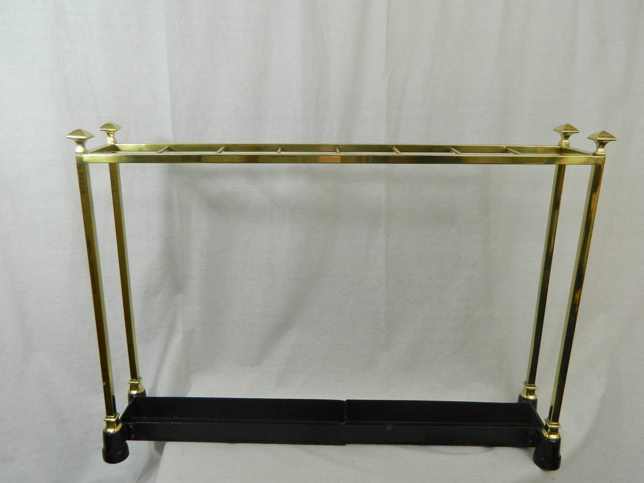 French polished brass and iron umbrella or stick stand, 19th century.