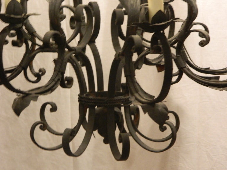 20th Century French Iron Eight-Light Chandelier 1