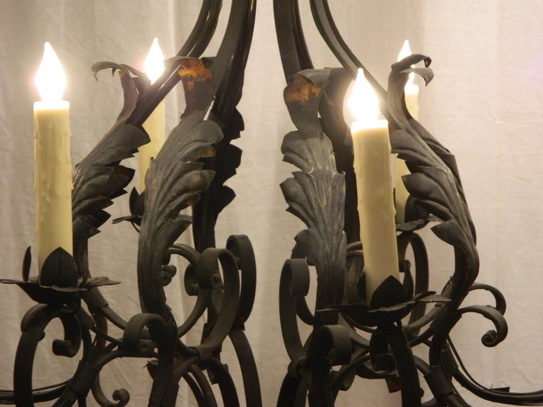 20th Century French Iron Eight-Light Chandelier 2