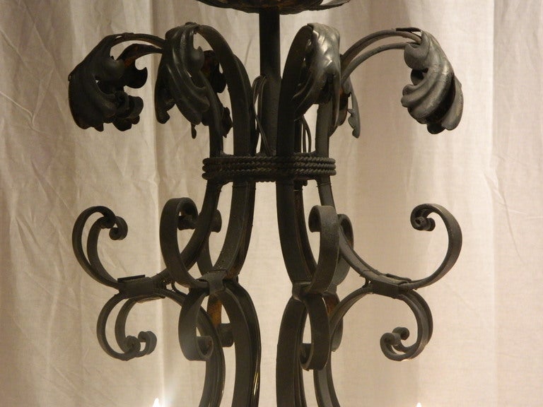 20th Century French Iron Eight-Light Chandelier 3