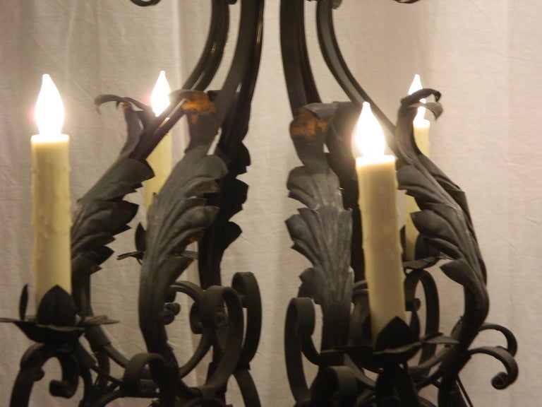 20th Century French Iron Eight-Light Chandelier 4
