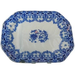Extra Large English Blue and White Indian Fest Platter, 19th Century