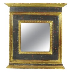 Vintage Gold Leaf Tabernacle Mirror with a Faux Painted Panel