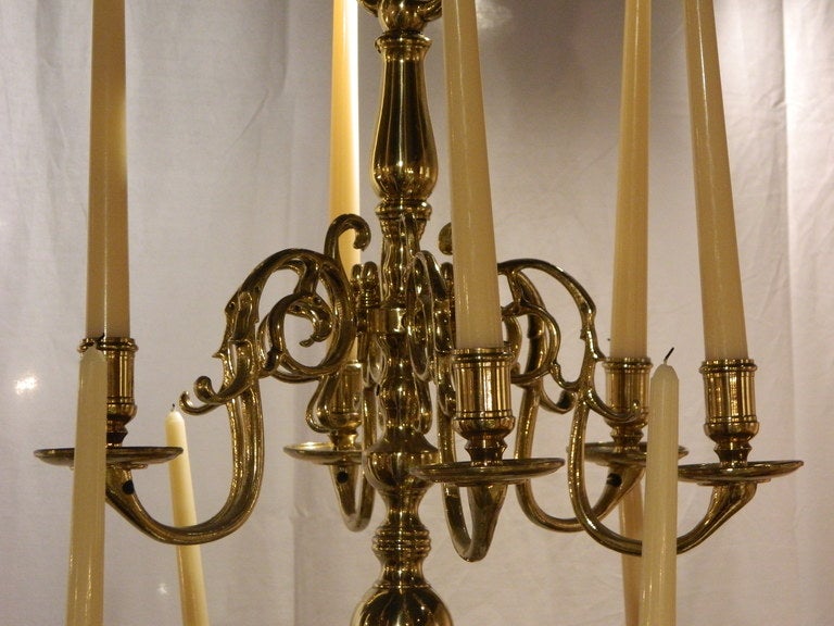 Brass French Twelve Candle Williamsburg Style Chandelier 1