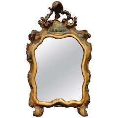 Italian Painted Carved Mirror Adorned with Painted Scenes, 19th Century