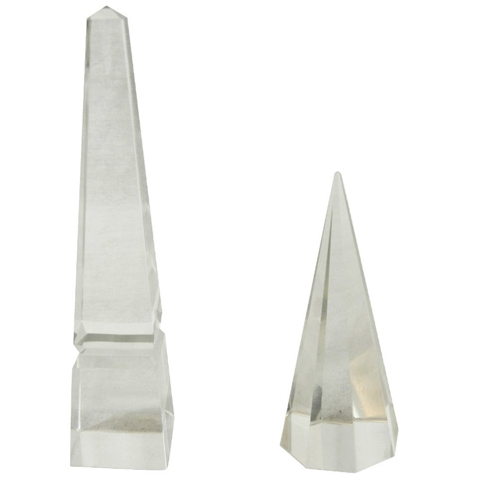 20th Century Pair of Crystal Obelisks