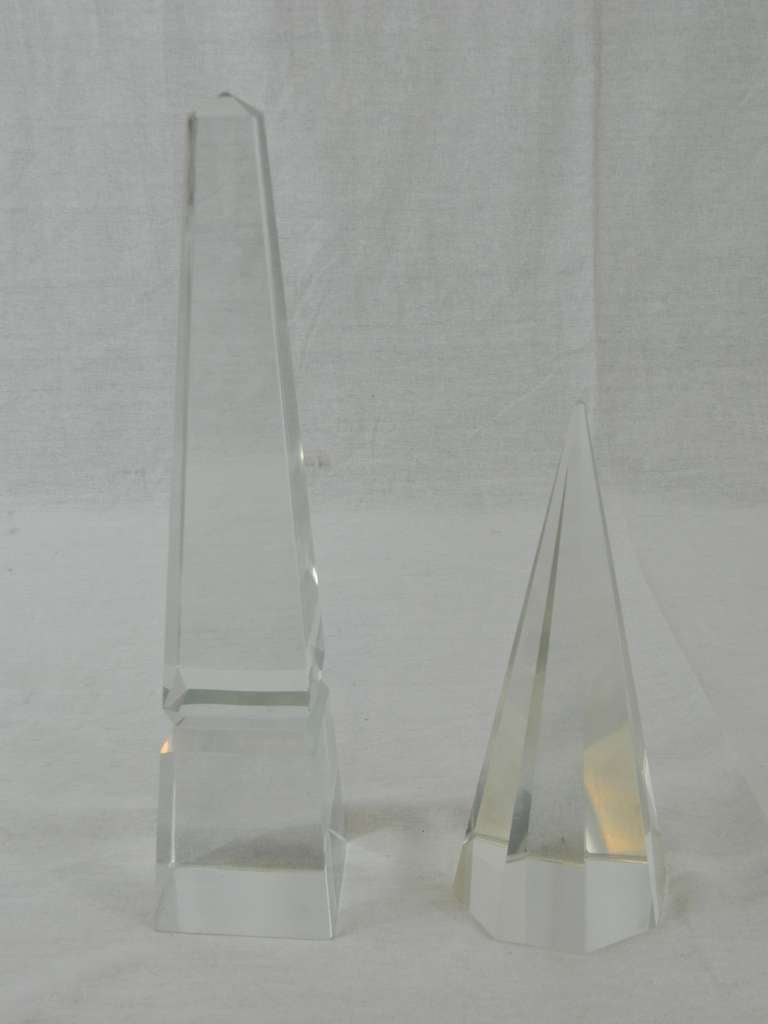 French 20th Century Pair of Crystal Obelisks