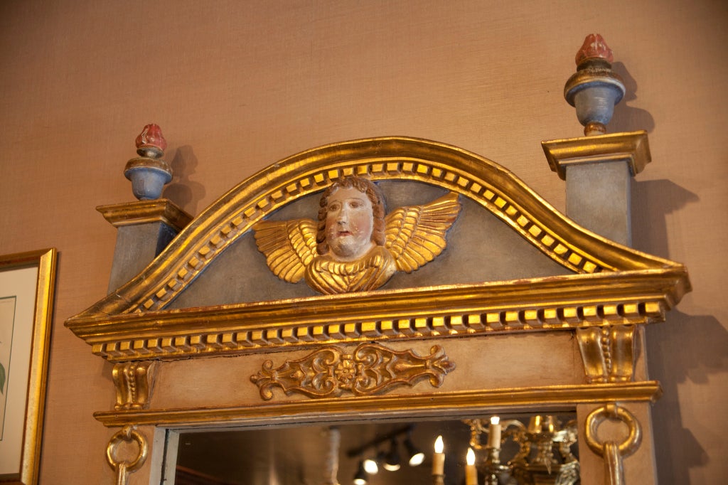 Européen Miroir français polychromé et doré à la feuille, XIXe siècle en vente