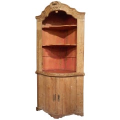 Dutch Baroque Pine Corner Cupboard or Cabinet
