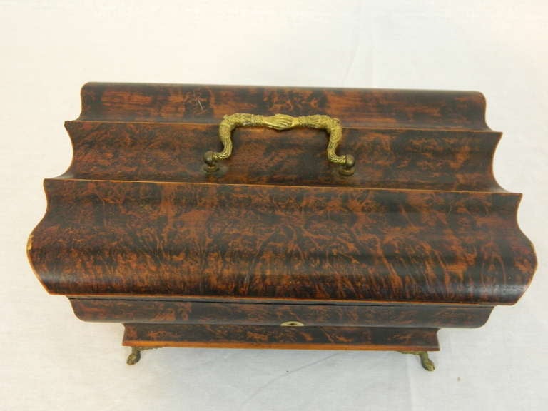 French Exotic Wood Bombe Form Brass Footed Box 3