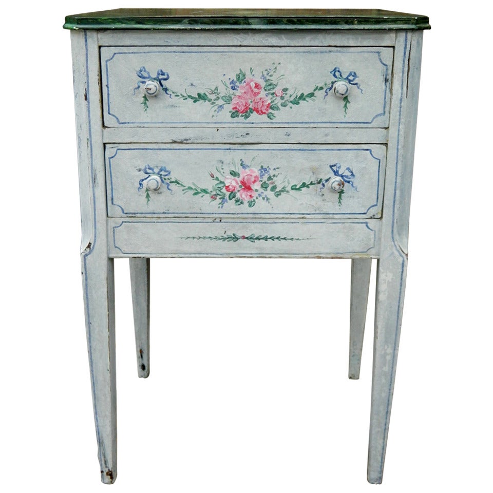 Hand-Painted Two-Drawer Side Table by Bob Christian, 20th Century