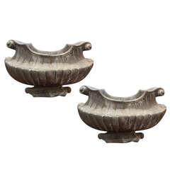 20th Century Pair of Lead Oval Planters from Belgium