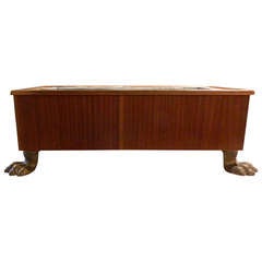 20th Century Rectangular Wood Planter or Jardiniere with Brass Lion's Paw Feet