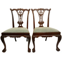 Set of Twelve Chinese Chippendale Mahogany Dining Chairs