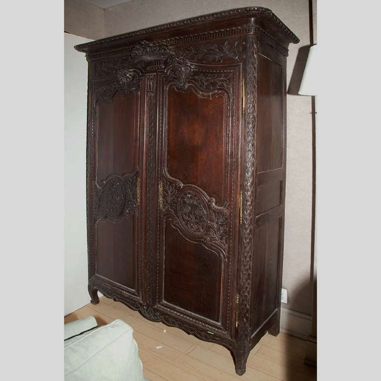 19th century Louis XV Style oak armoire.