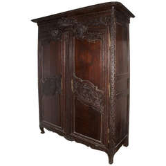 19th Century Louis XV Style Oak Armoire 11