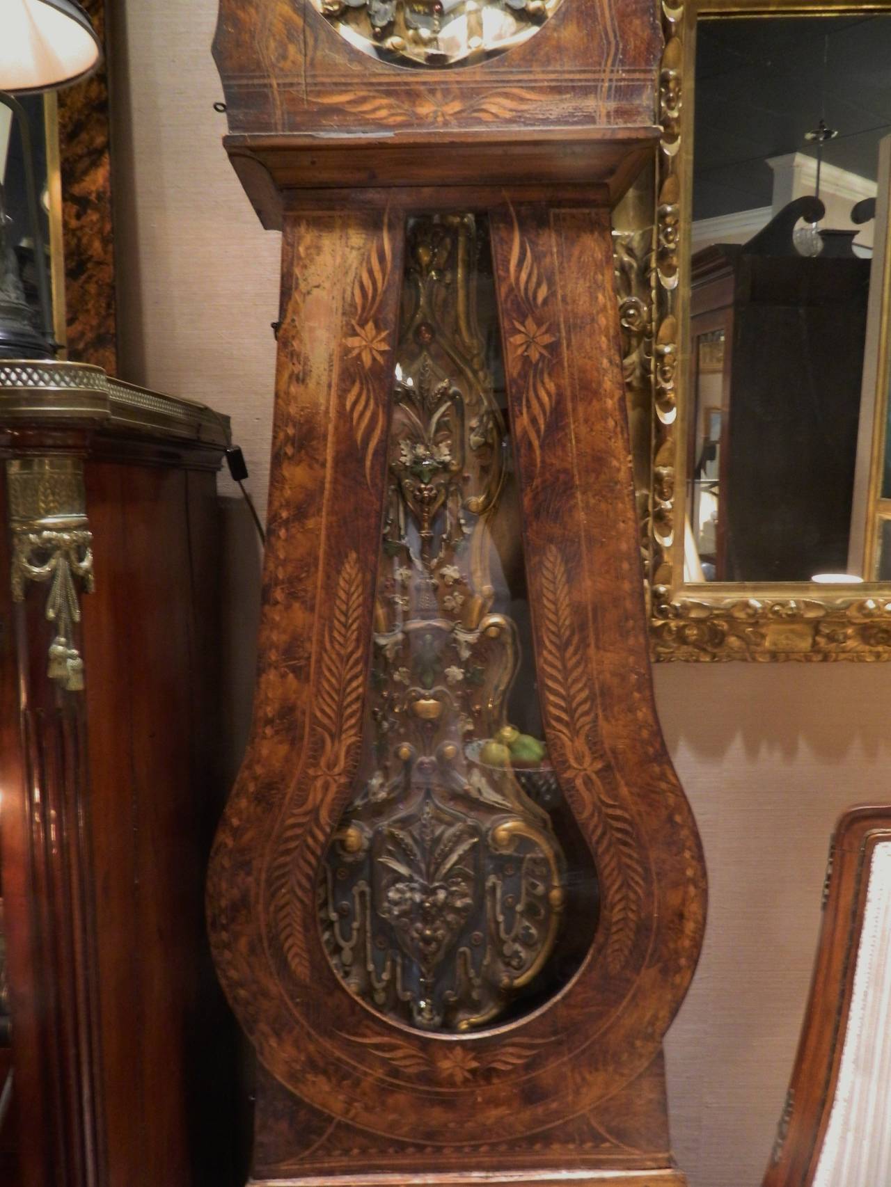 French Provincial Walnut Tall Case Clock, 19th Century For Sale 1