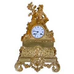 Magnifique horloge de cheminée Richmond Fab Boule Montmartre en bronze doré, 19ème siècle