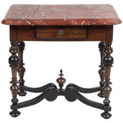 Portuguese Walnut Side Table with Rectangular Marble-Top, Early 18th Century