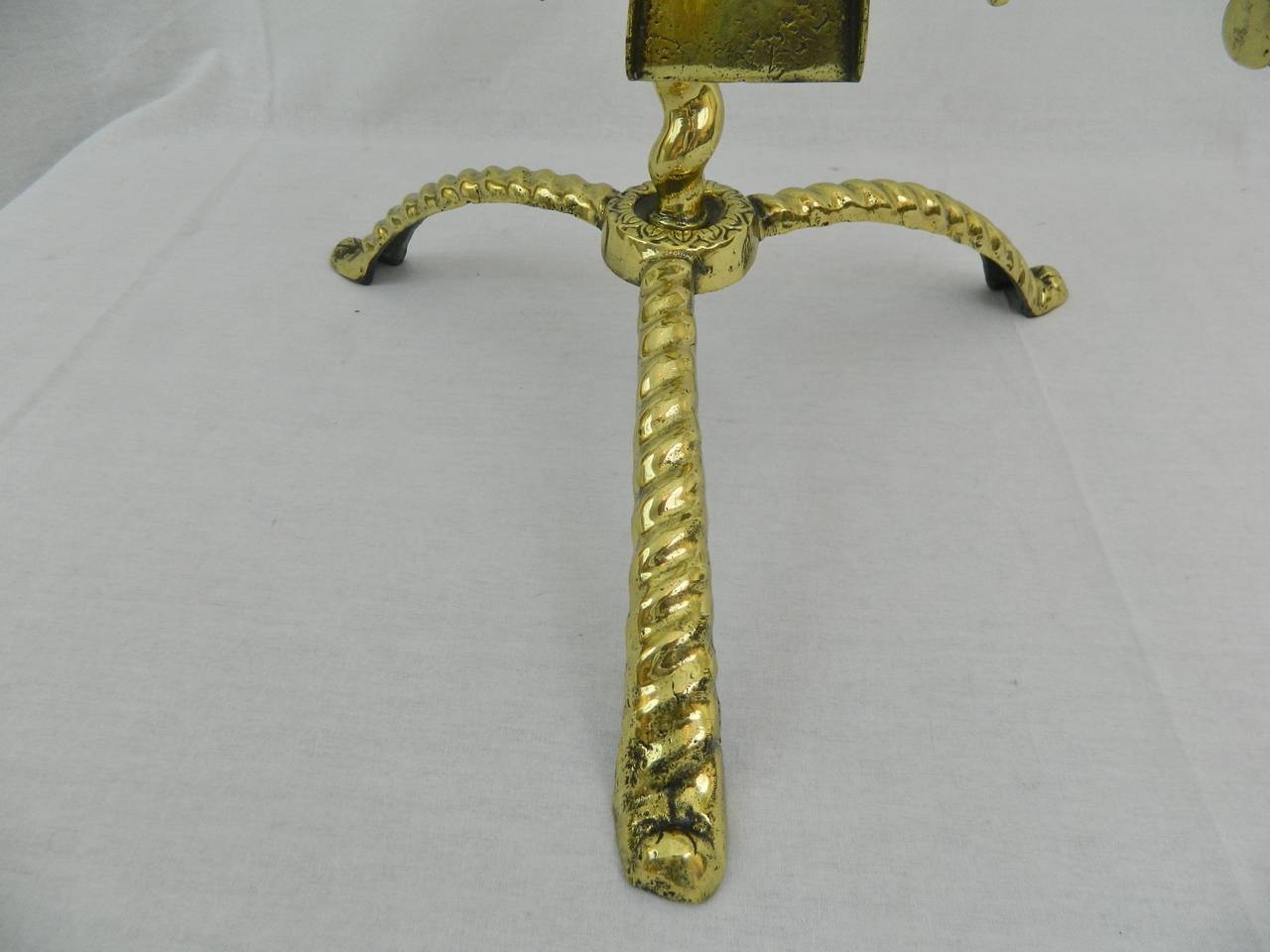 Polished Brass Windmill Design Set of Five Fireplace Tools, 19th Century For Sale 5