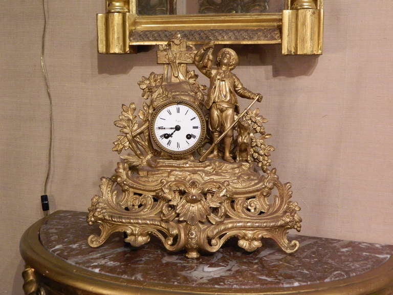 Circa 1830 French Gilded Mantel Clock 