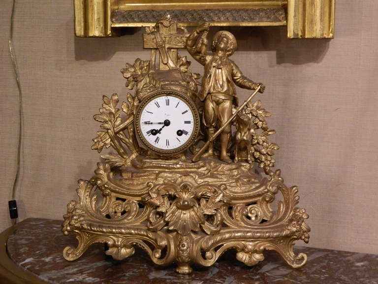 French Gilded Mantel Clock 