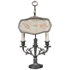 English Silver Plated Two Branch Candelabra Lamp
