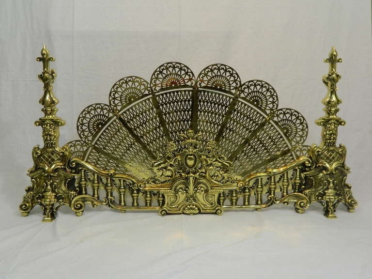 Fireplace Screen with a Pair of Chenets or Andirons