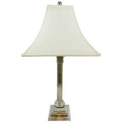Late 19th Century Silver Corinthian Column Lamp 2