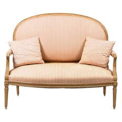 Louis XVI Style Limed Wood Settee or Loveseat, Late 19th or Early 20th Century 11