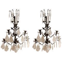Pair of Spanish Iron and Crystal Five-Light Wall Sconces, 19th Century 5