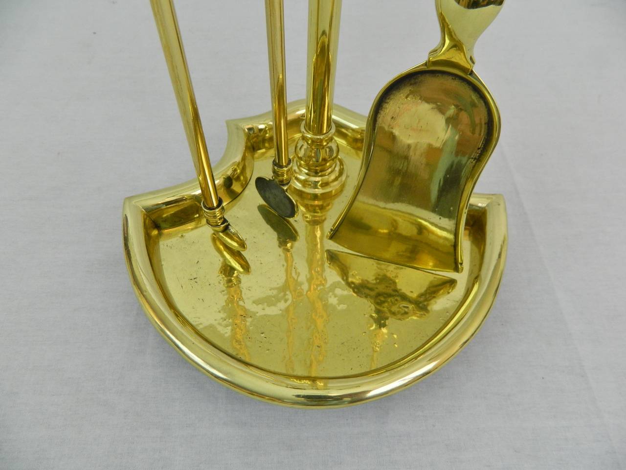 Polished Brass Fireplace Tool Set and Stand, 19th Century 2