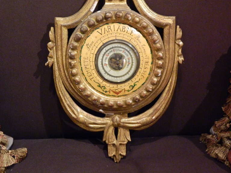 Italian Neoclassical Giltwood Wheel Barometer, 20th Century 1