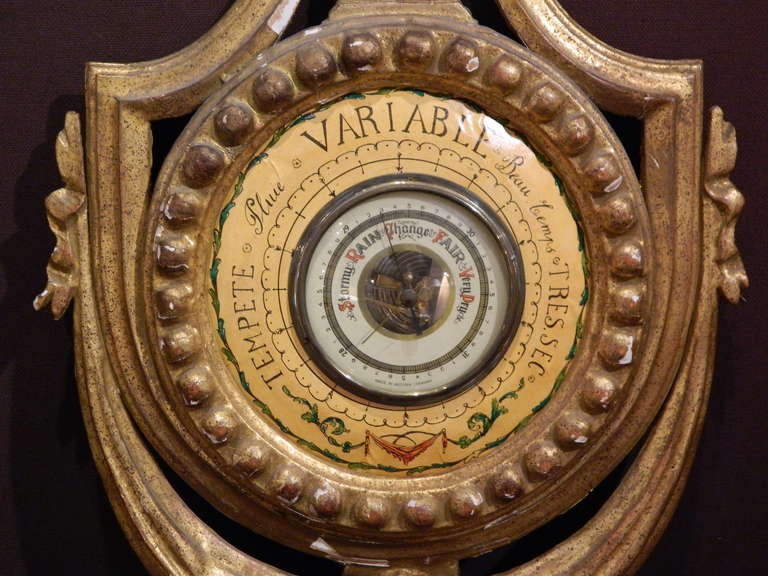 Italian Neoclassical Giltwood Wheel Barometer, 20th Century 2