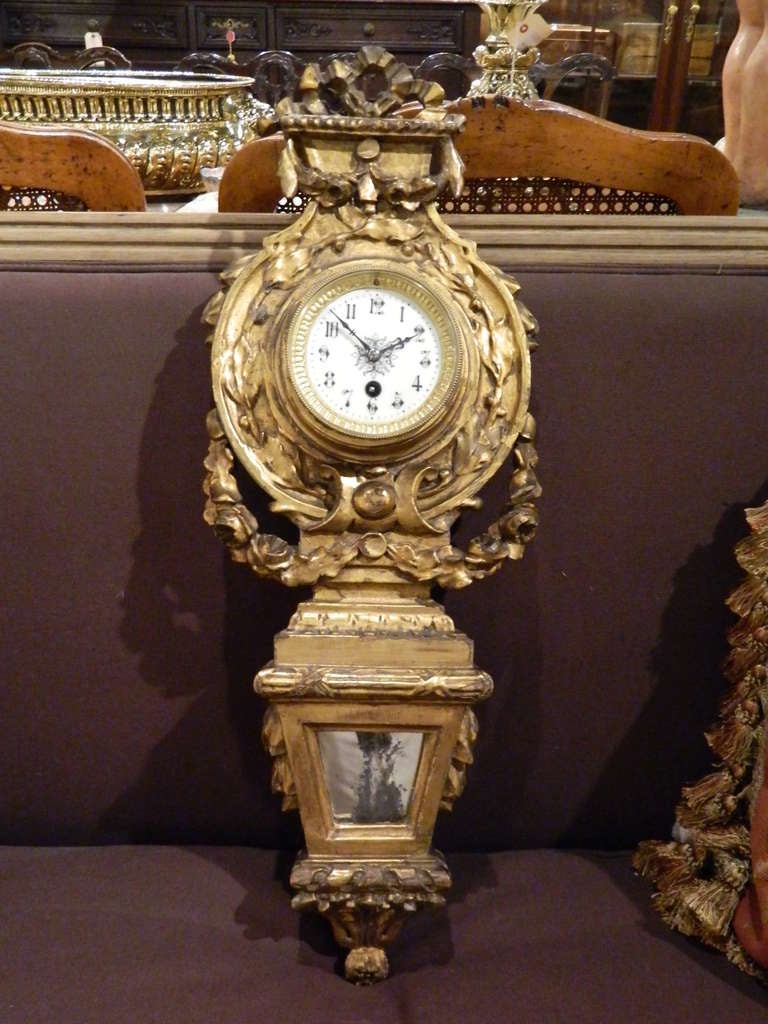 Neoclassical Giltwood Cartel Clock, Late 19th Century 6