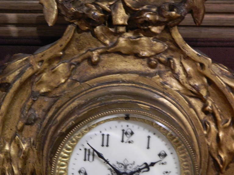 Neoclassical Giltwood Cartel Clock, Late 19th Century 2