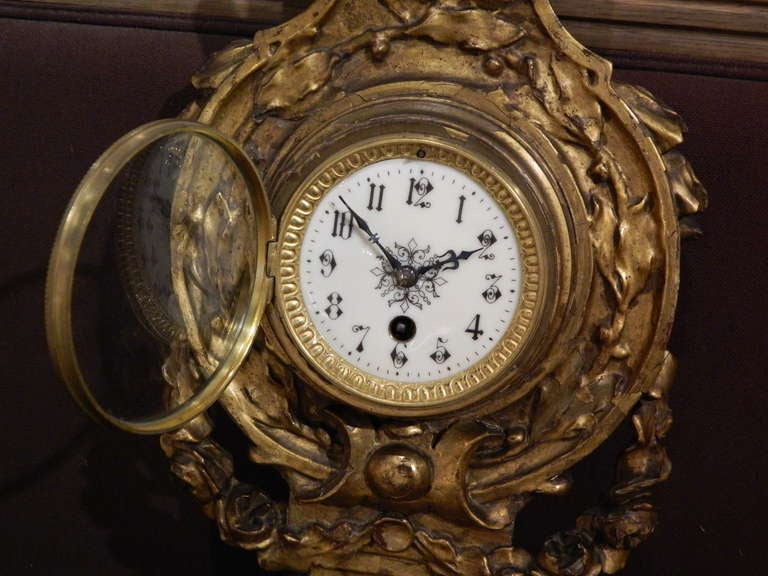 Neoclassical Giltwood Cartel Clock, Late 19th Century 3