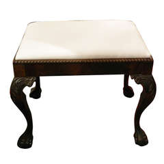 19th Century George III Style Mahogany Footstool with floral needlework