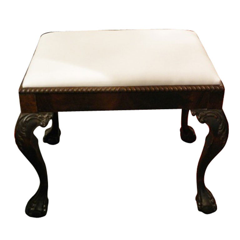 19th Century III Style Mahogany Footstool with floral needlework