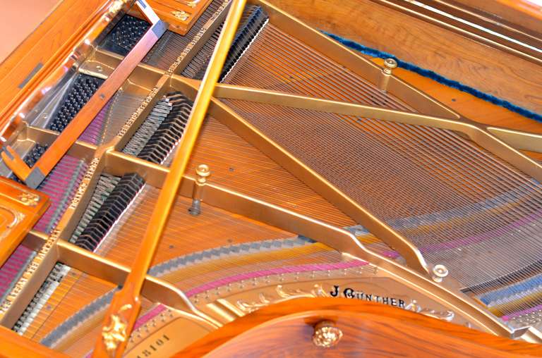 20th Century Circa 1910-20's Belgium J. Gunther Mahogany and Bronze Ormolu Baby Grand Piano