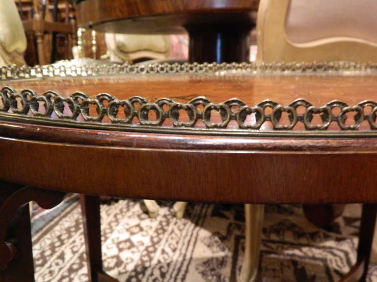 20th Century Edwardian Style Inlaid Mahogany and Silver Tray on Stand 5