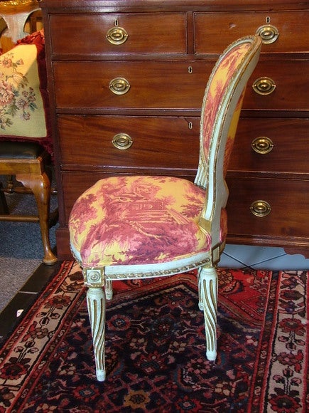 American Pair of Louis XVI Style Sister Parrish Painted Chairs, Circa 1950s