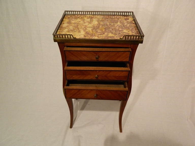 Louis XV Style Occasional Table with a Galleried Marble Inset Top, 19th Century 1