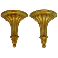 Pair of Italian Gilt Wood Wall Brackets