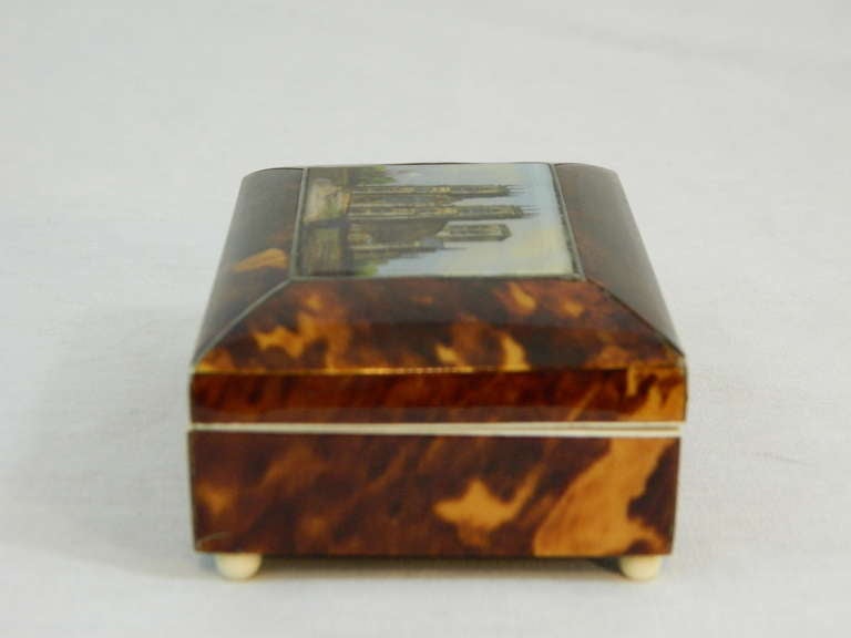 English Tortoise Shell Inset Box with a View of Yorkminster