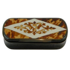 Tortoise Shell Inset Box of Oval Form with Ivory