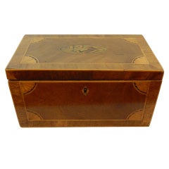 George III Marquetry Decorated Tea Caddy, 19th Century